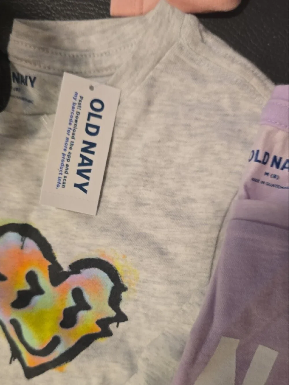 Old Navy Girls' Lavender Tie-Dye Logo Tee - White Print